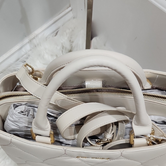 🔹️Betsey Johnson🔹️ Chalk XODELTA Quilted Heart Satchel Bag Wallet Bundle Set - Picture 6 of 15